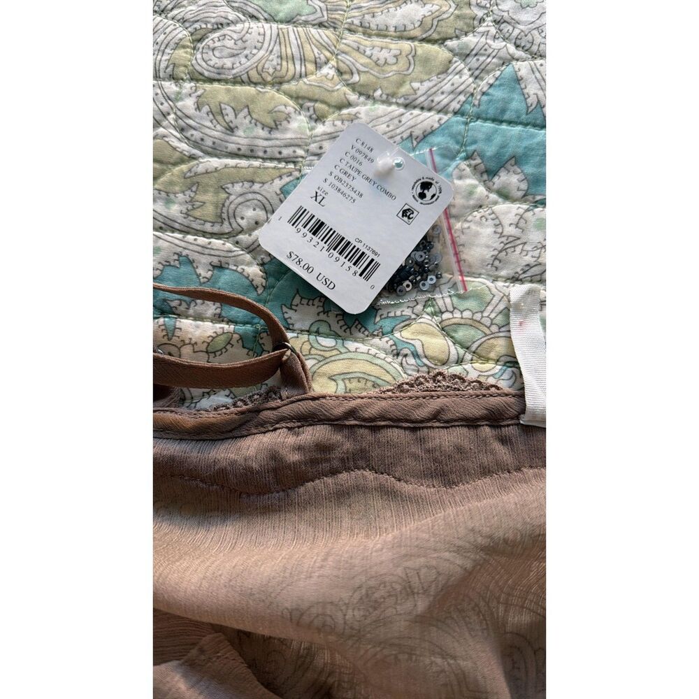 Free People Intimately Beaded Sequin Cami Taupe Lace Trim XL NWT - Picture 10 of 10